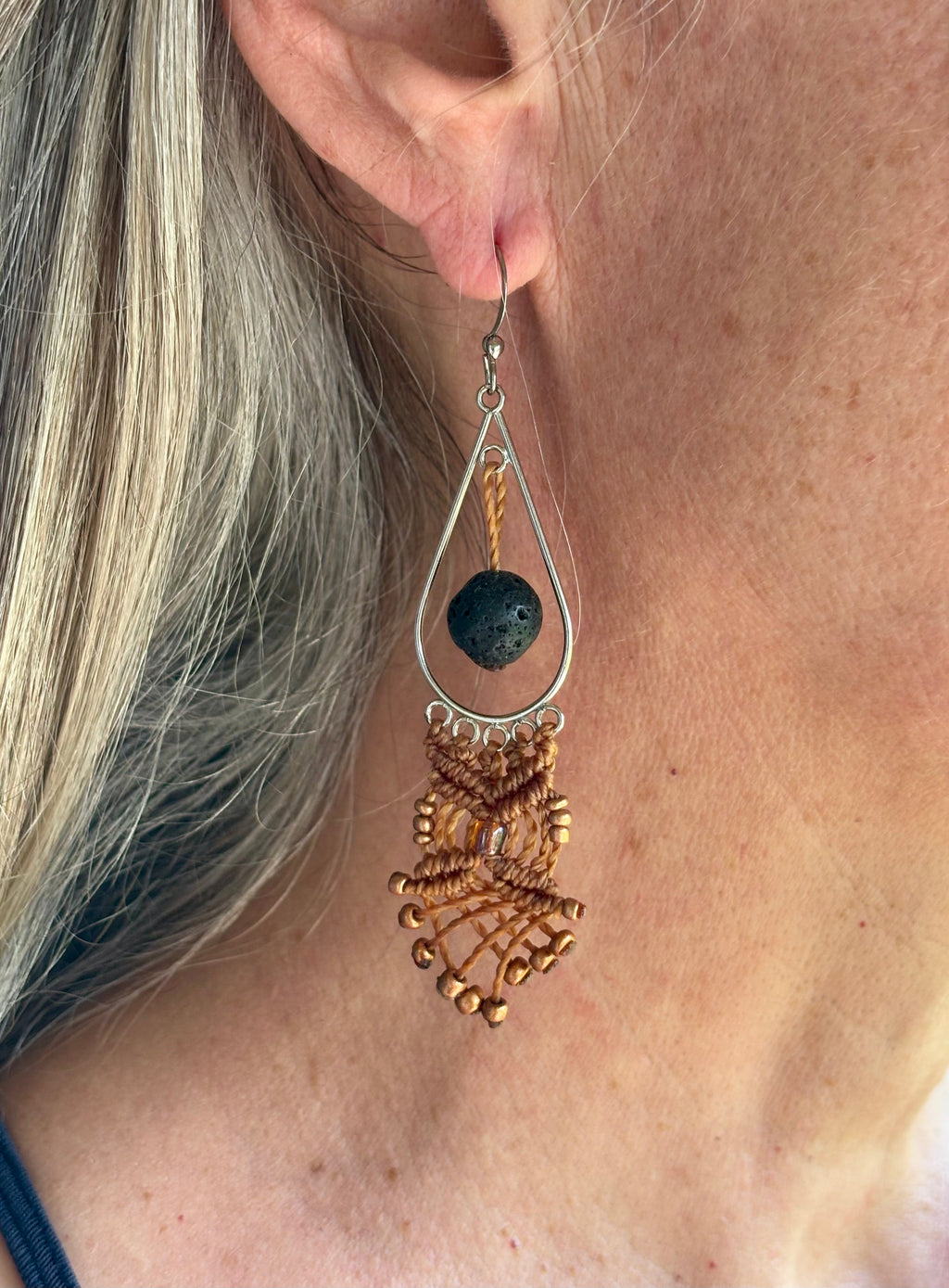 BO-046 - Hibou - Pierre volcanique - Bijou diffuseur - a