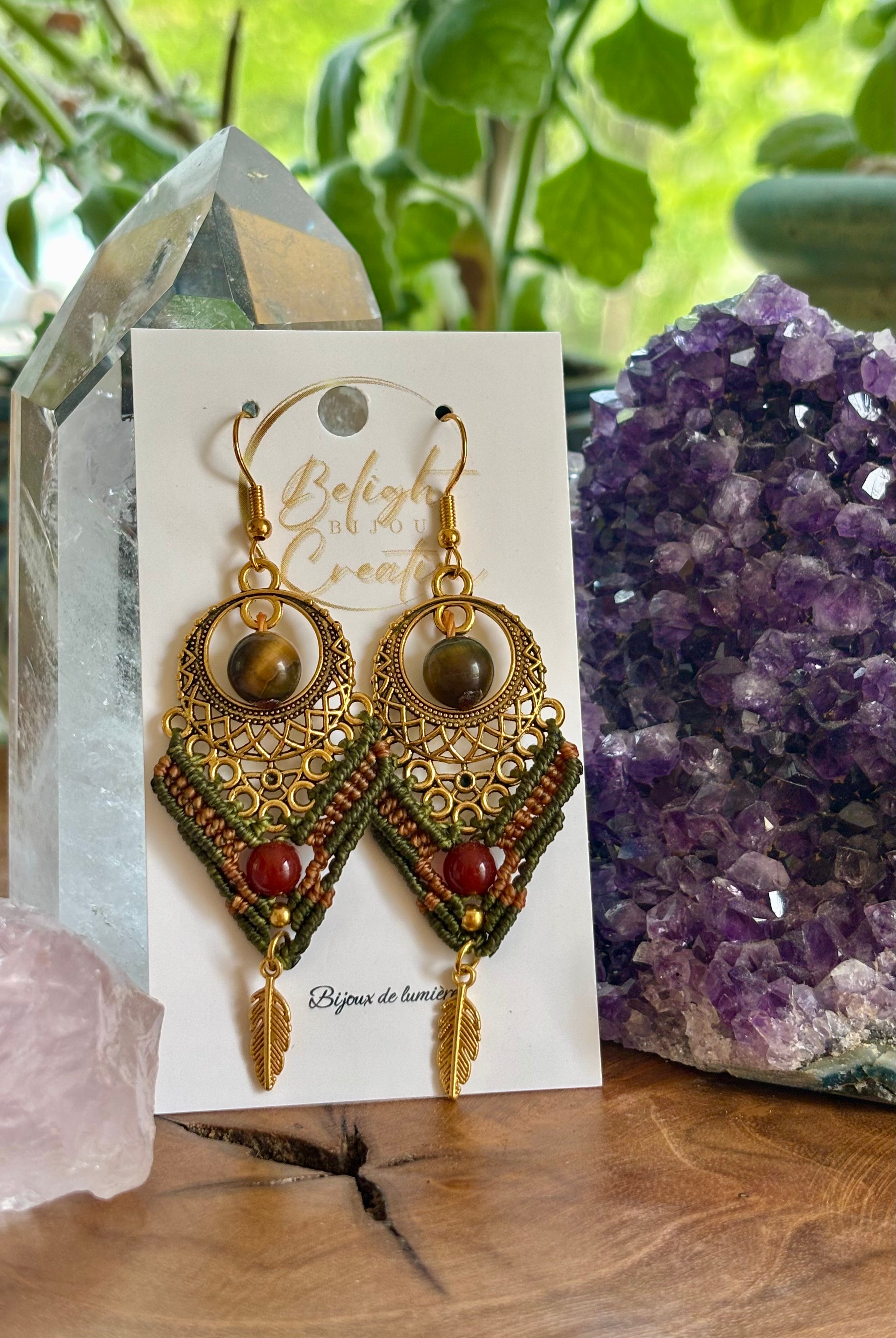 BO-001 -002-003- "Yama" - cornaline et oeil de tigre - da