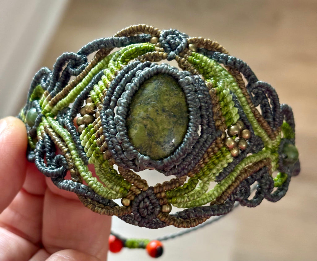 Bracelet Manchette et agate mousse