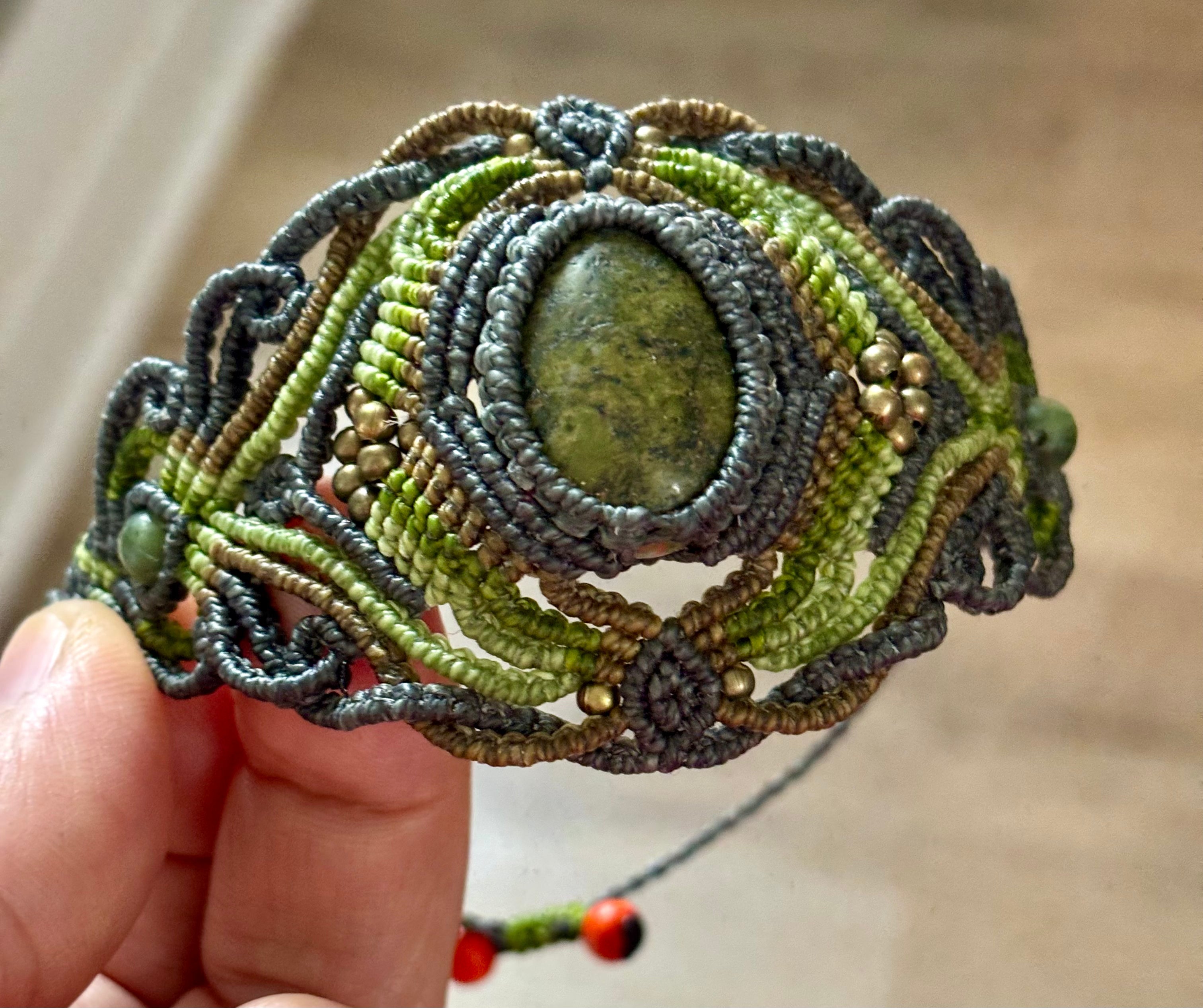 Bracelet Manchette et agate mousse