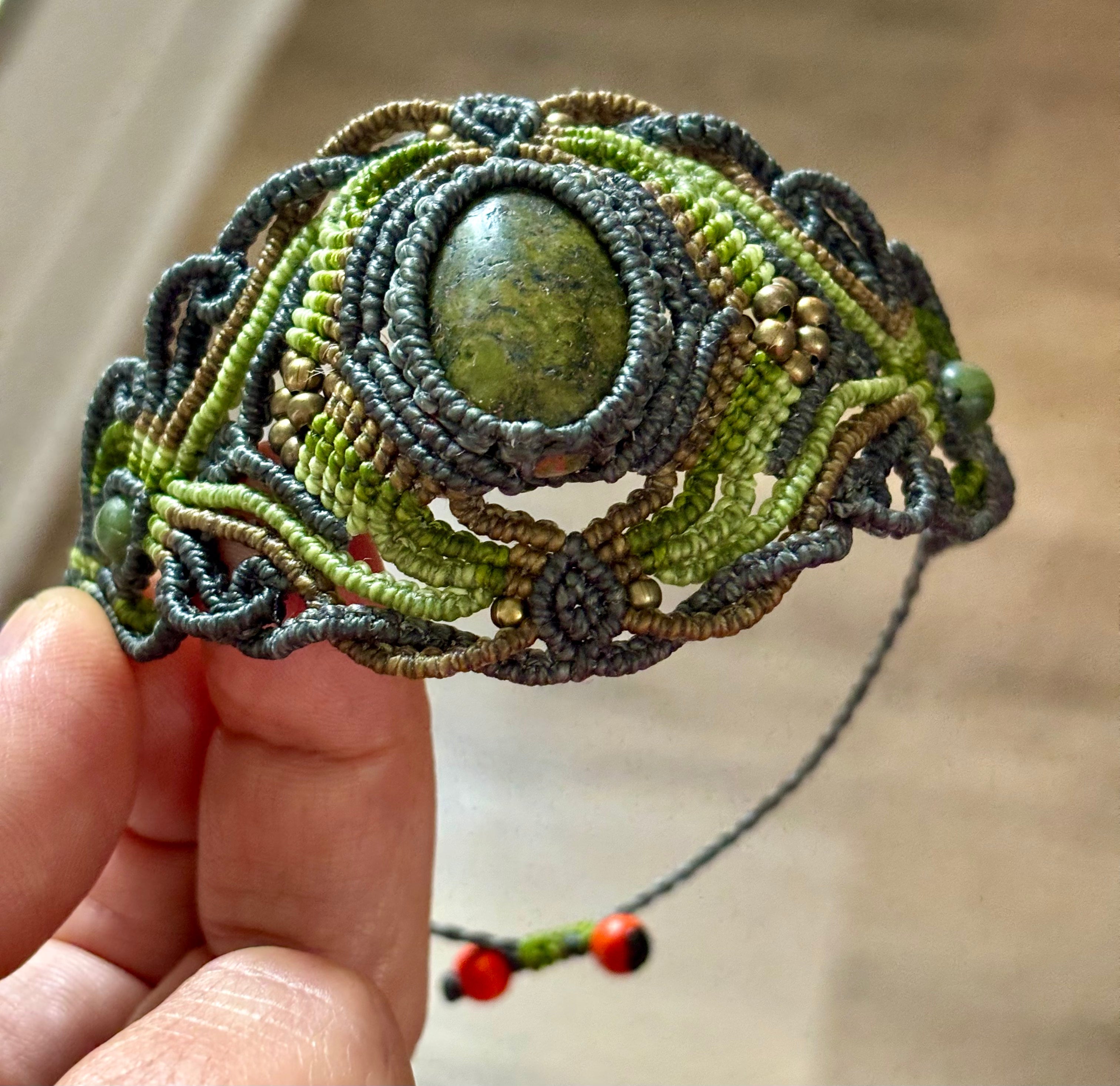 Bracelet Manchette et agate mousse