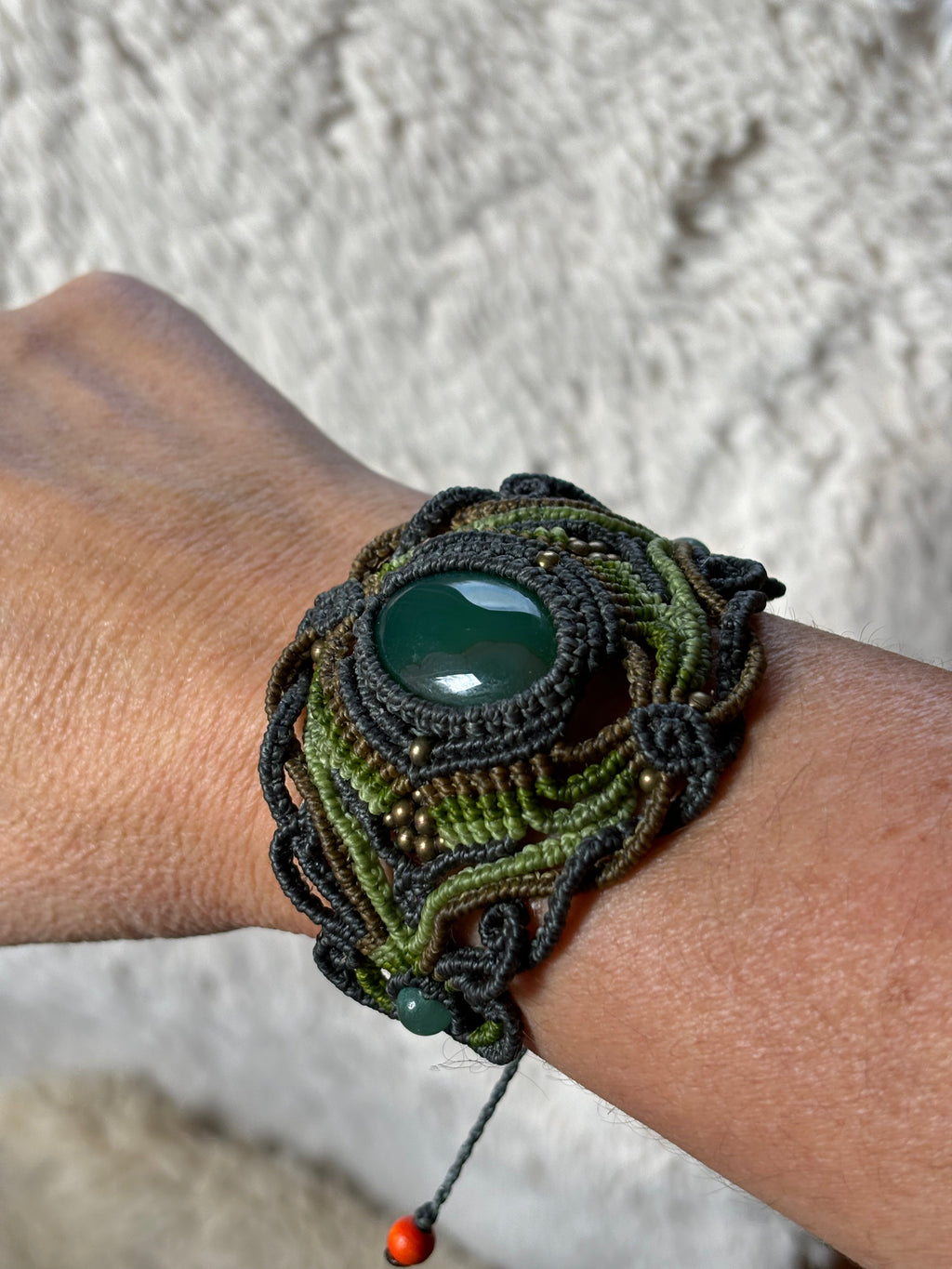 Bracelet Manchette et agate mousse