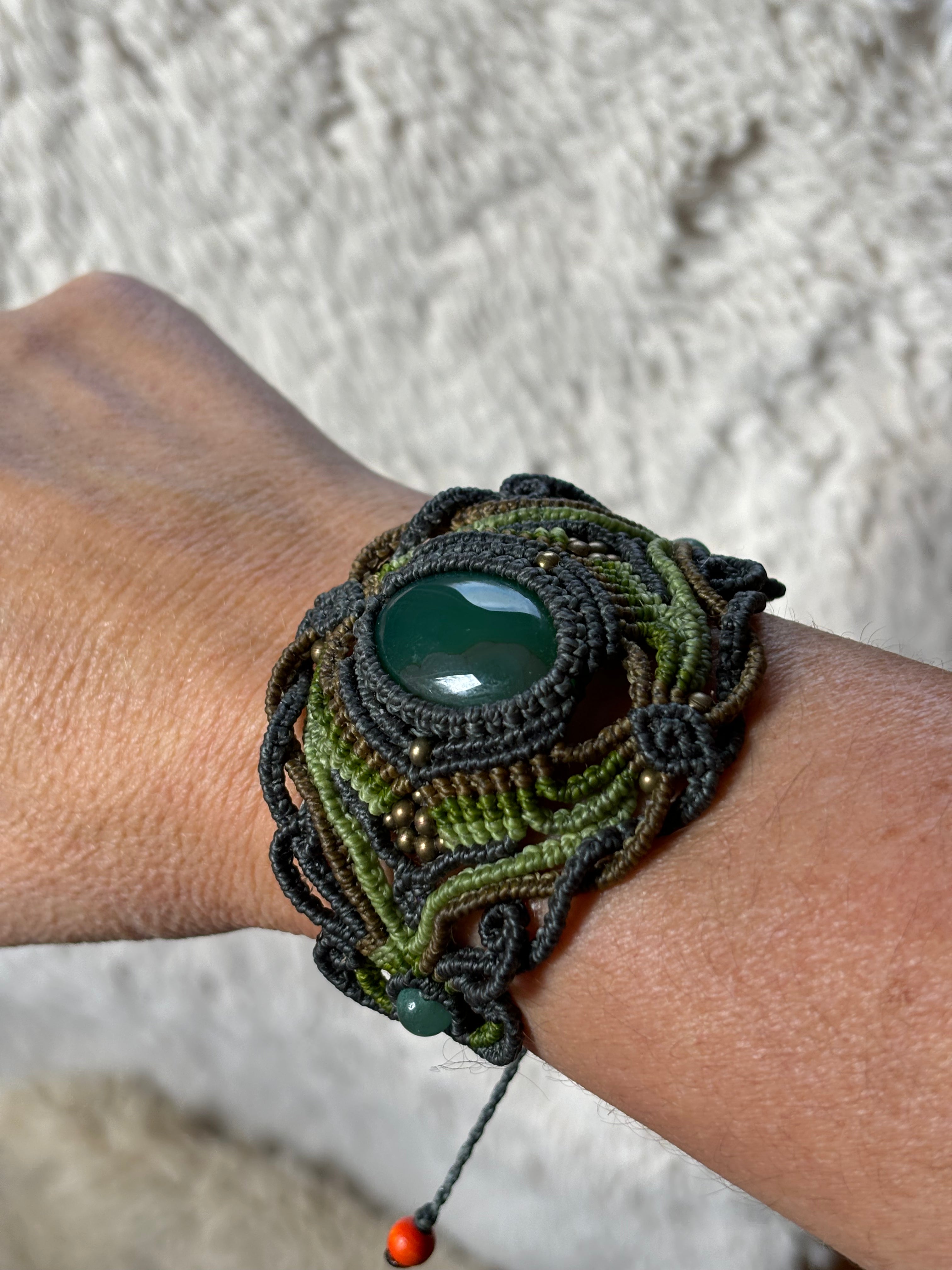 Bracelet Manchette et agate mousse