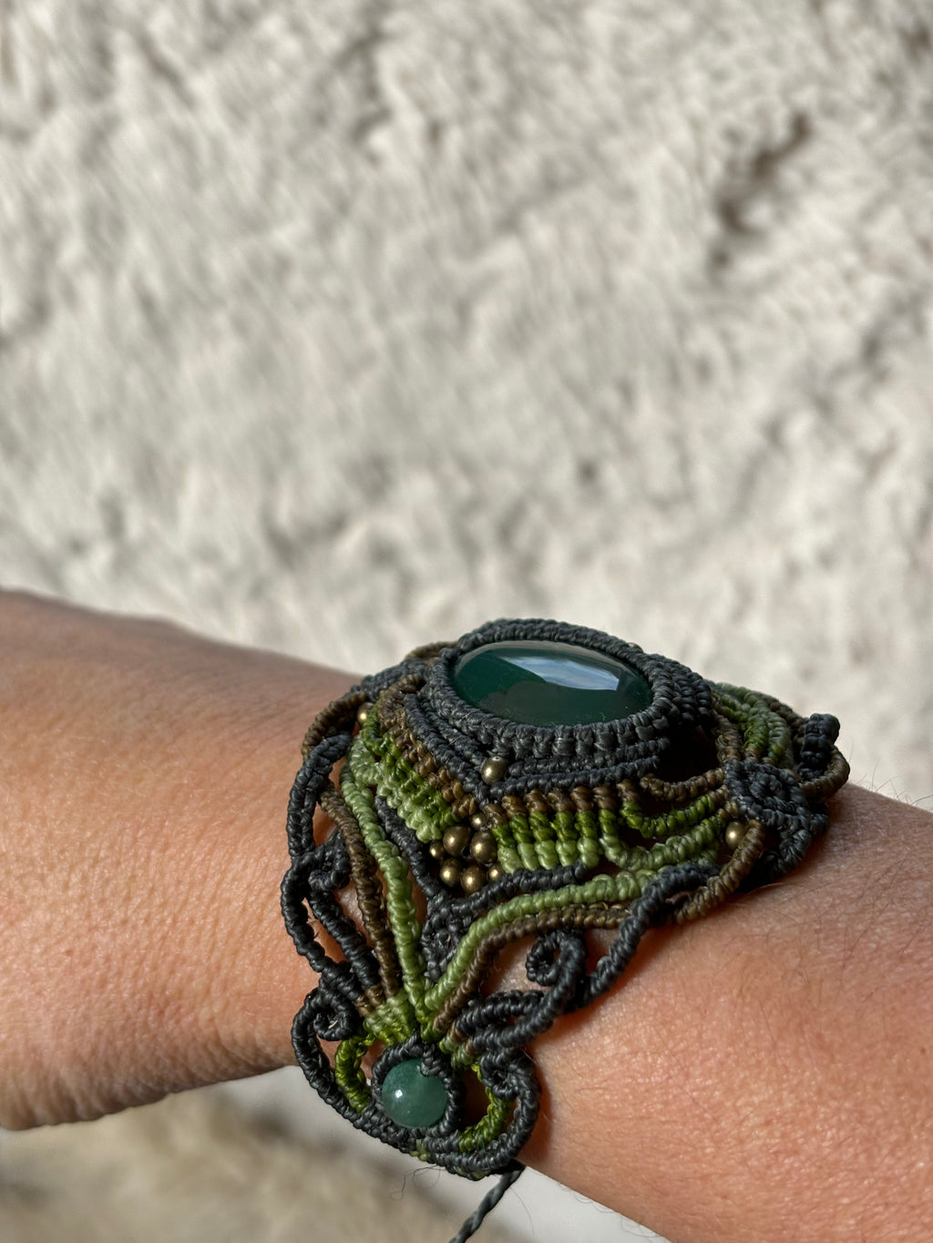 Bracelet Manchette et agate mousse