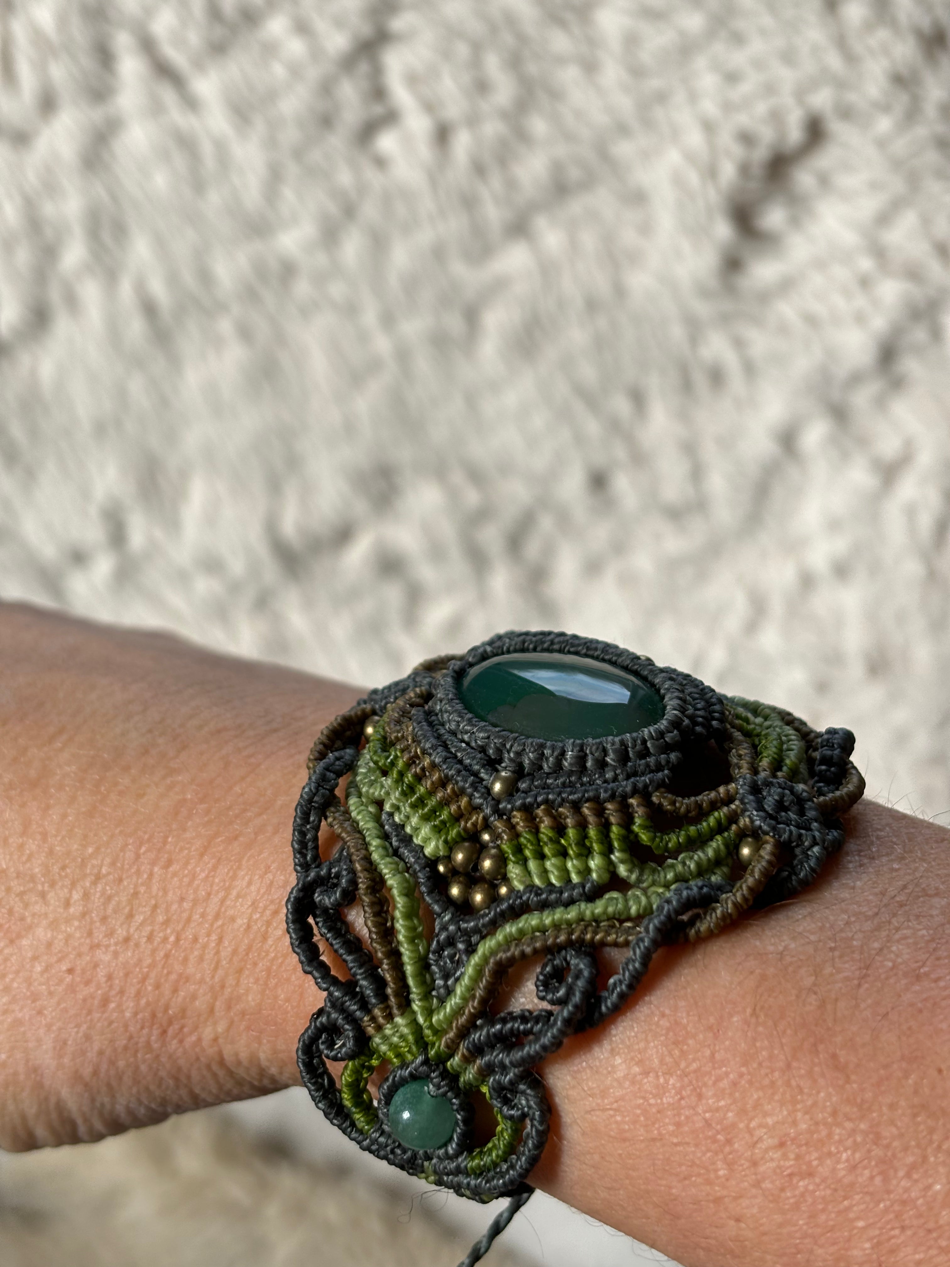 Bracelet Manchette et agate mousse