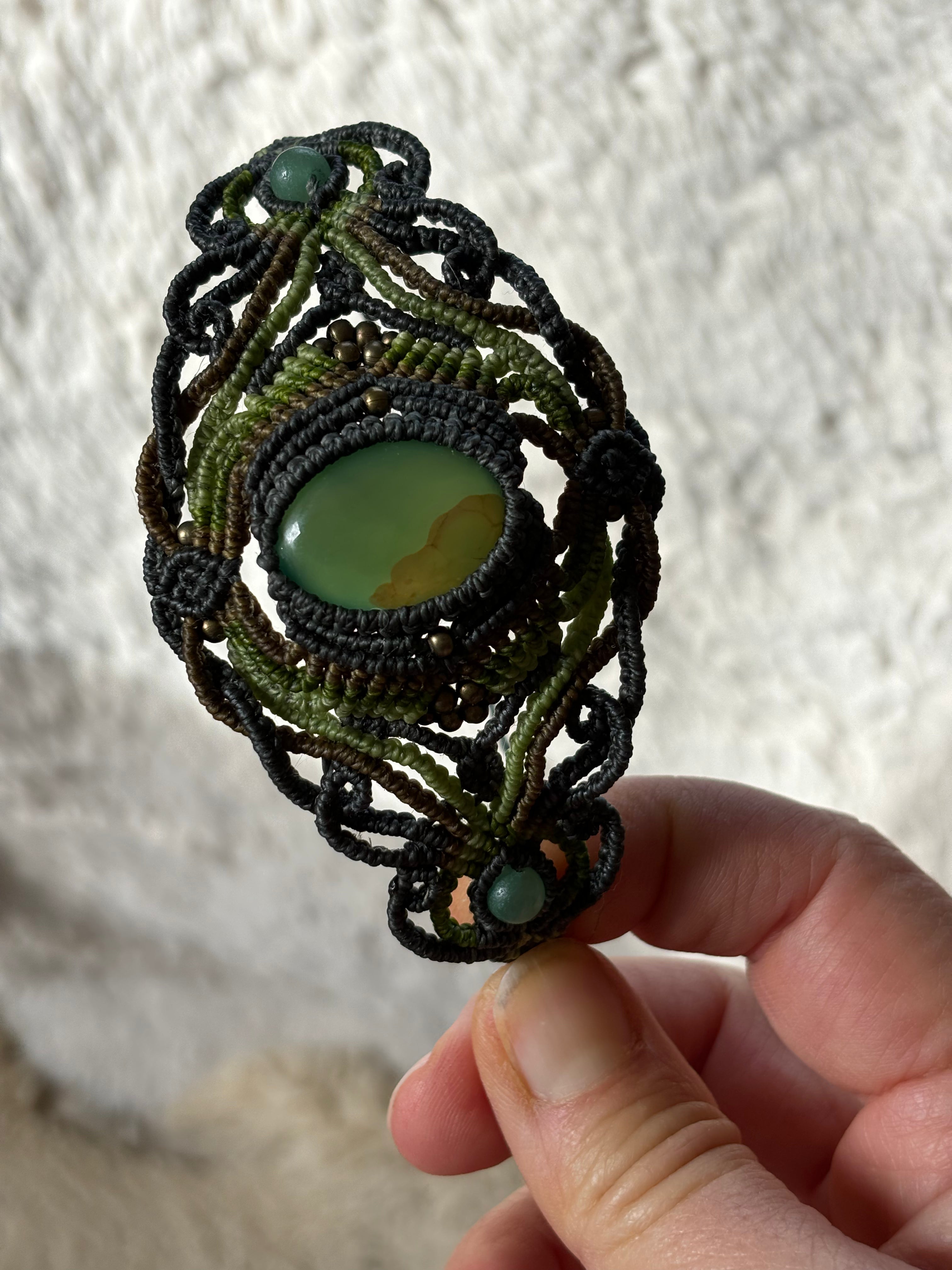 Bracelet Manchette et agate mousse