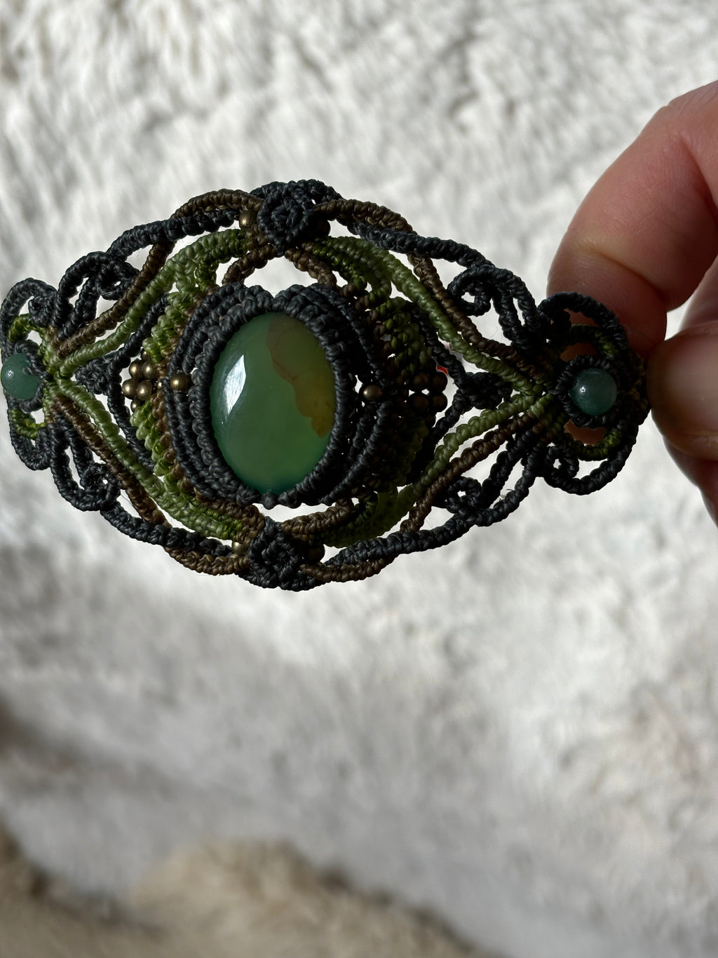 Bracelet Manchette et agate mousse