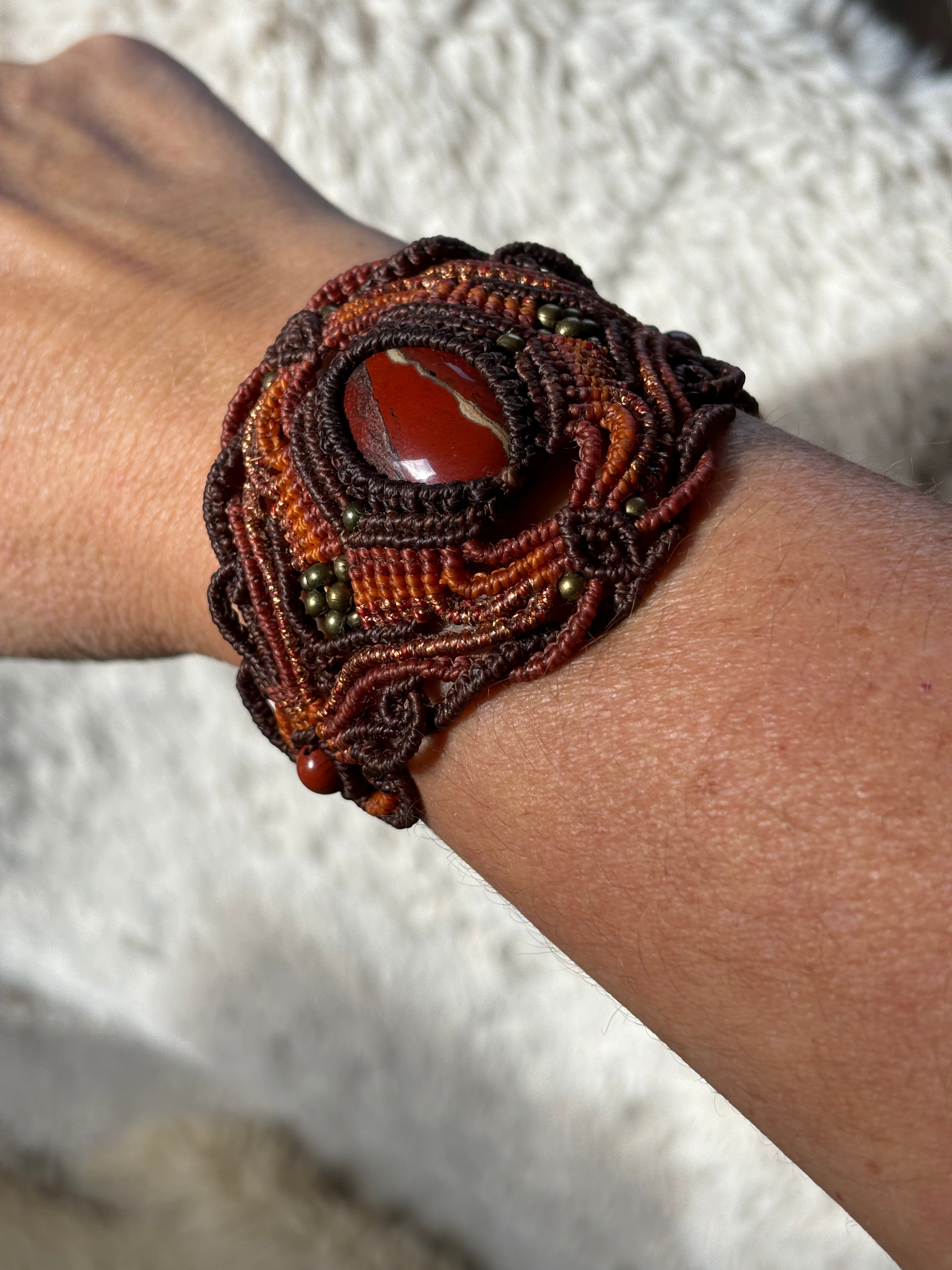 Bracelet Manchette et jaspe rouge