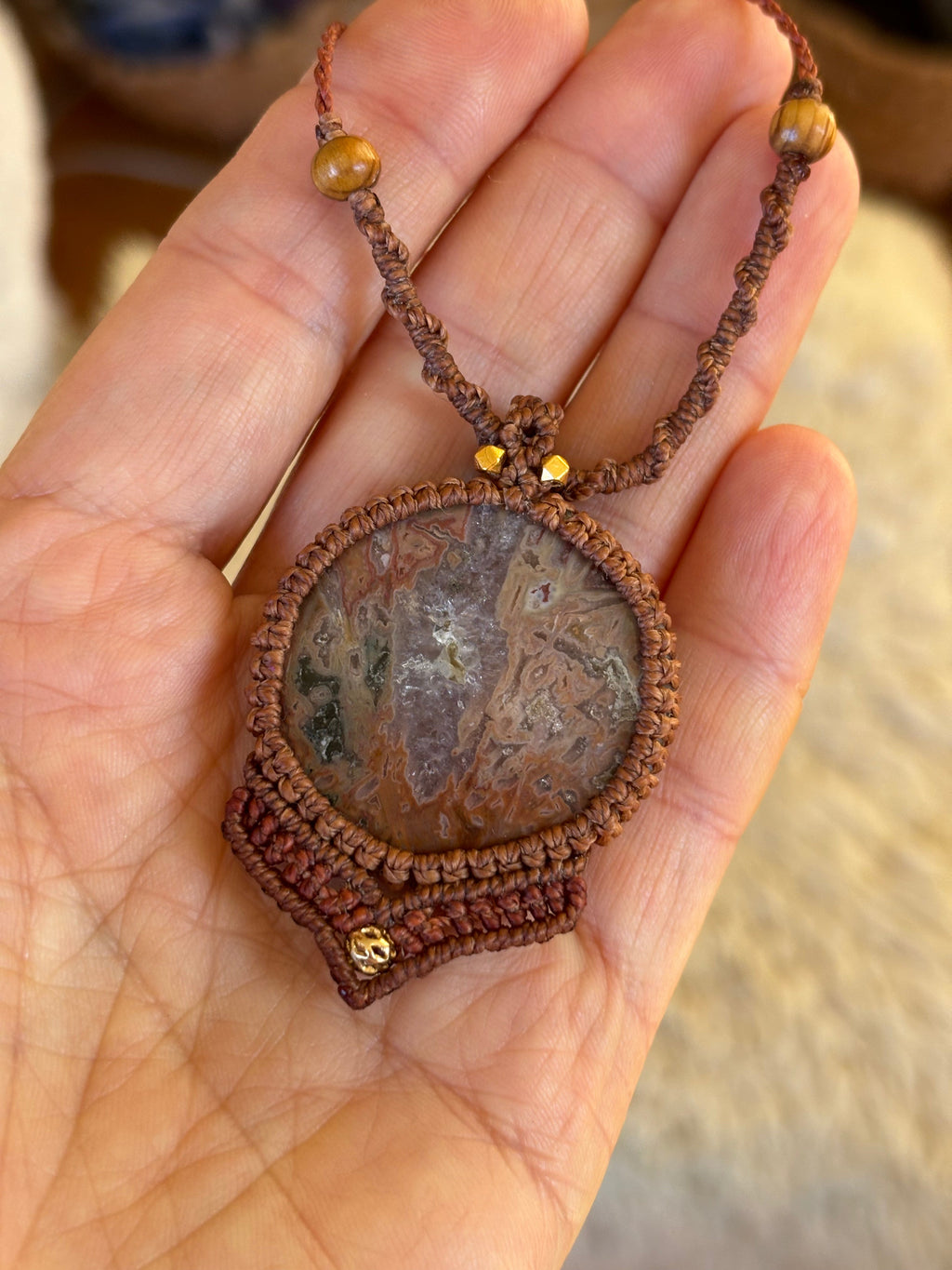Collier avec grande agate ronde