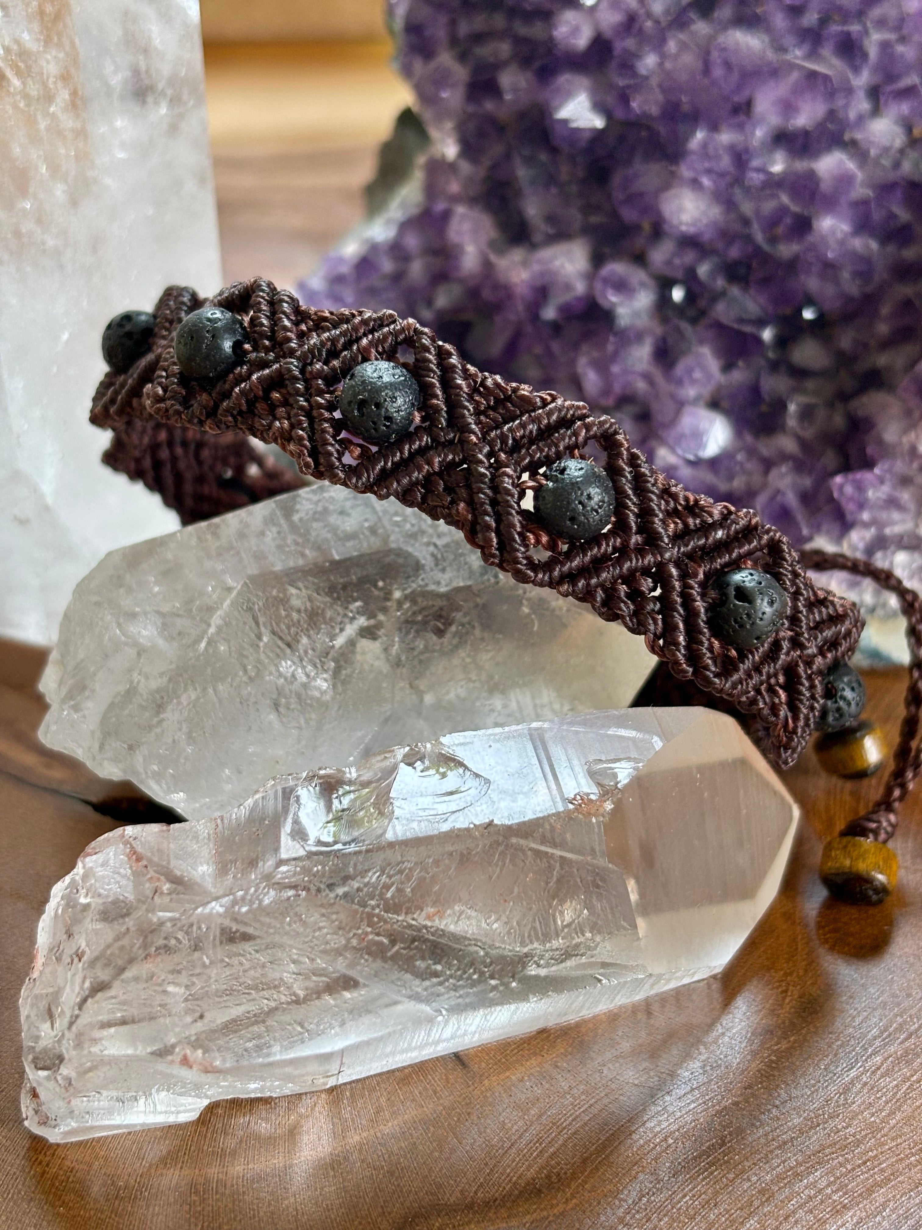 BR011 - "Losanges" - Volcanique ébène - bijou diffuseur