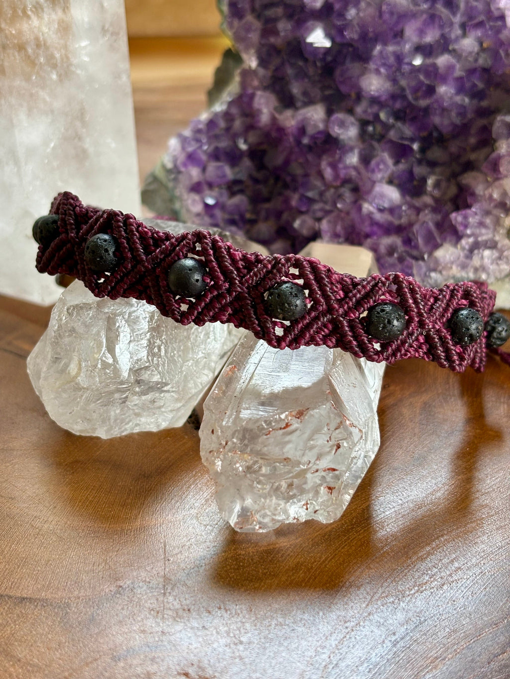 BR014 - "Losanges" - Volcanique - bordeaux - bijou diffuseur