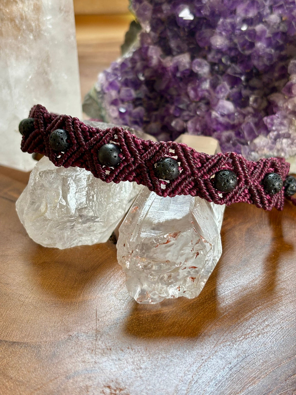 BR014 - "Losanges" - Volcanique - bordeaux - bijou diffuseur